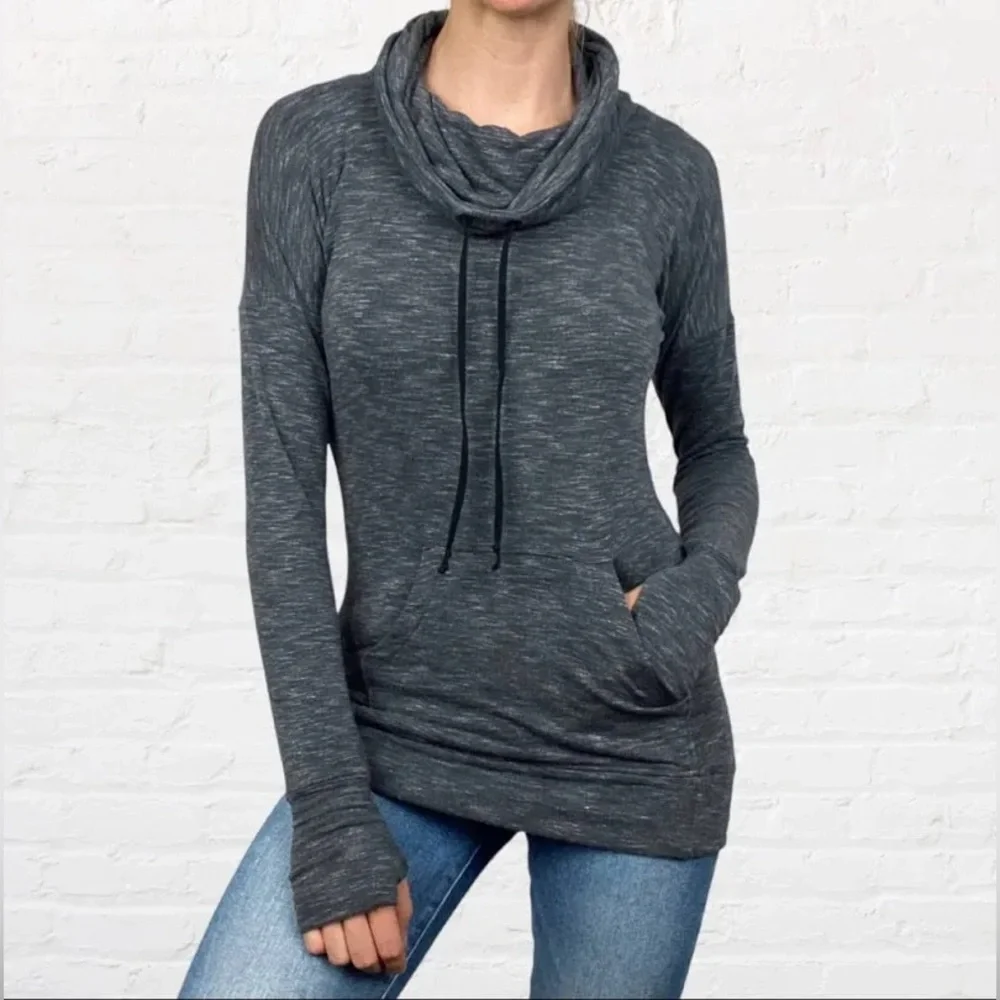 Athleta Cozy Cowl Neck Pullover Sweater - Charcoal